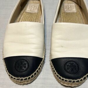 Tory Burch Cream and Black Espadrilles